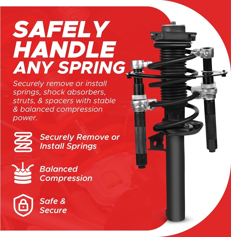 Winvar Heavy Duty Coil Spring Compressor Tool – Ultra Rugged Macpherson Strut Remover Installer Tool with Safety Jaws & Holder for Suspension Work Truck, Car, UTV, ATV – 2 Pcs with Max Load 2300Pound - Image 3